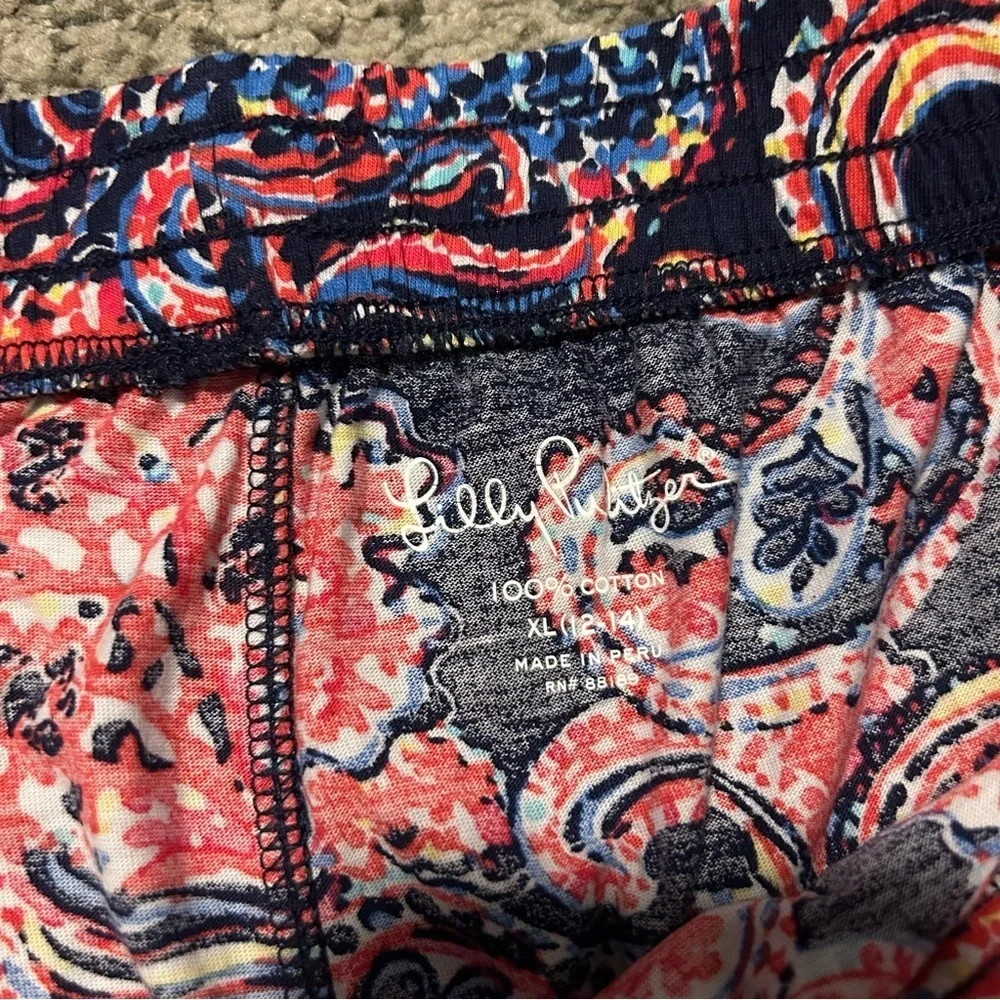 Lilly Pulitzer Navy & Coral Paisley Lorena Breezy Palazzo Lounge Pants Size XL